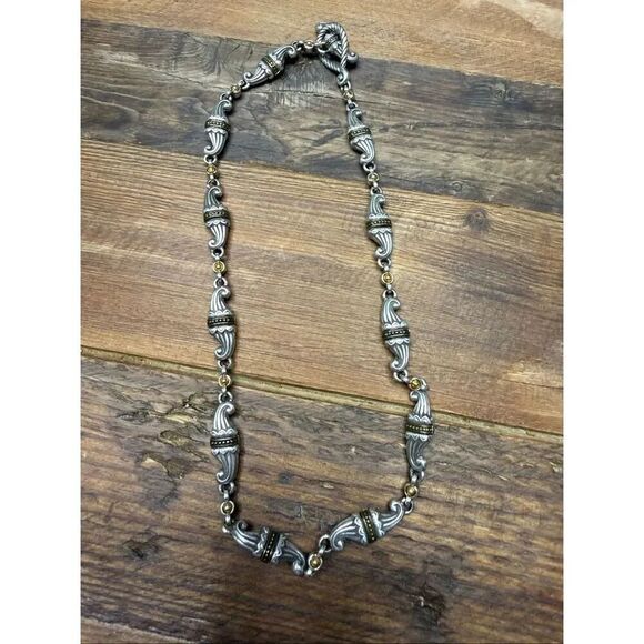 Brighton Jewelry - BRIGHTON VINTAGE RETIRED Scroll Gold Silver Twist Necklace